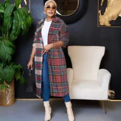 Plaid Patchwork Woolen Coat