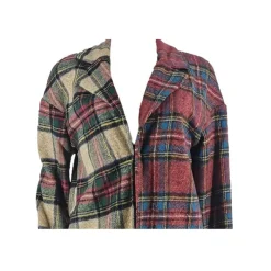 Plaid Patchwork Woolen Coat