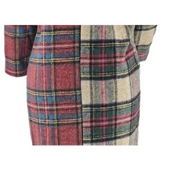 Plaid Patchwork Woolen Coat