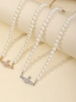 Planet Pendant Pearl Necklaces