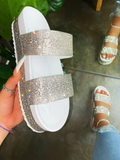 Platform Rhinestone Slide