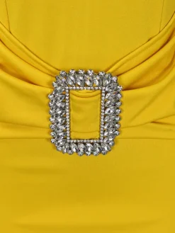 Pleated Cape Sleeve Midi Dress