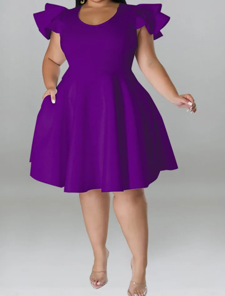 Plus Size A Line Midi Dress with Pockets