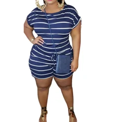 Plus Size Casual Loose Short Sleeve Jumpsuit