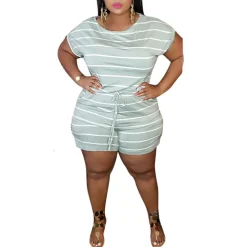 Plus Size Casual Loose Short Sleeve Jumpsuit