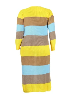Plus Size Color Block Long Sleeve Sweater Cardigan