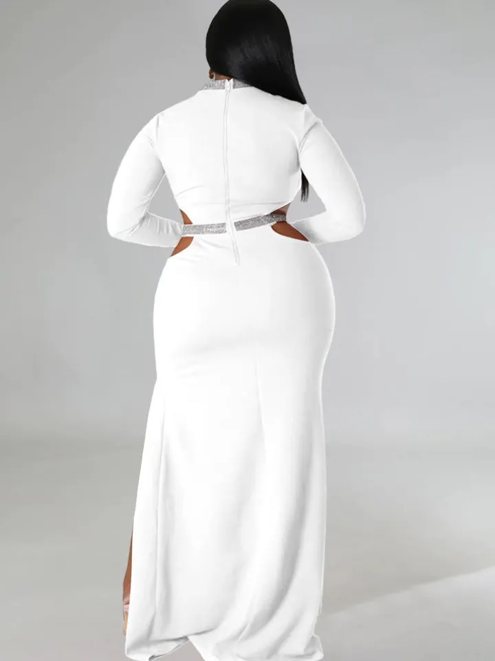 Plus Size Cut Out Split Maxi Dresees