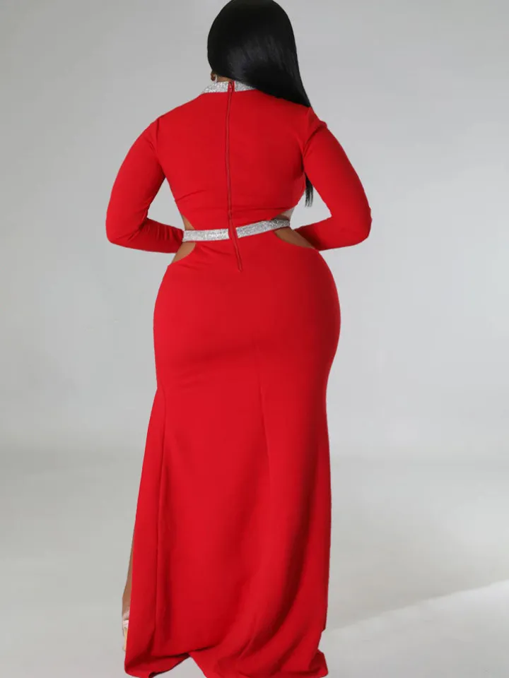 Plus Size Cut Out Split Maxi Dresees