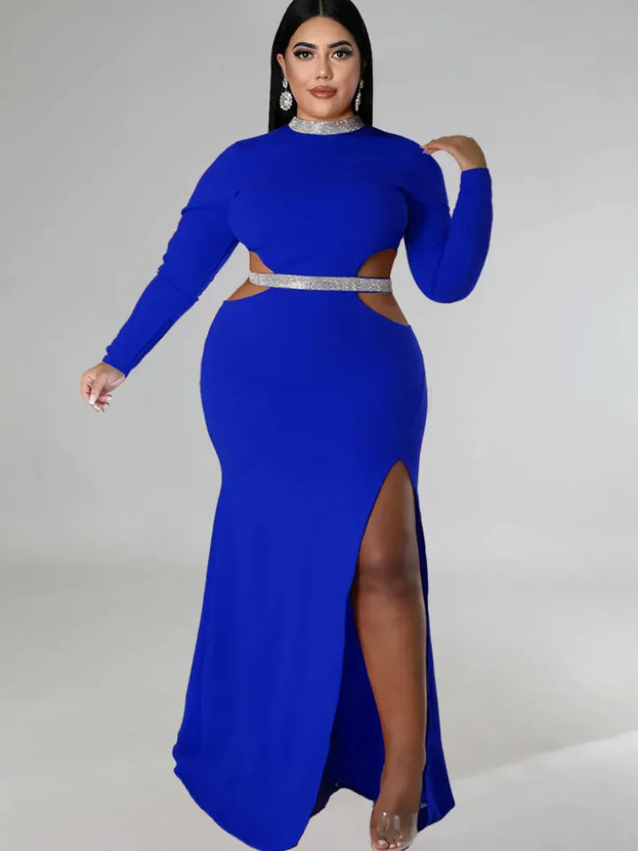 Plus Size Cut Out Split Maxi Dresees