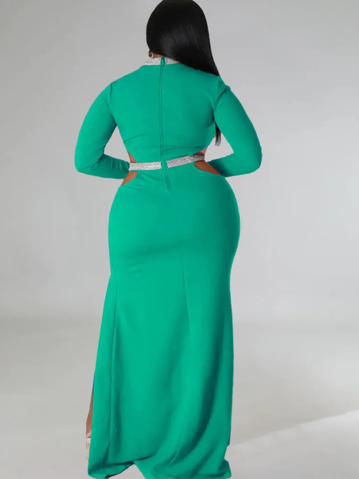 Plus Size Cut Out Split Maxi Dresees