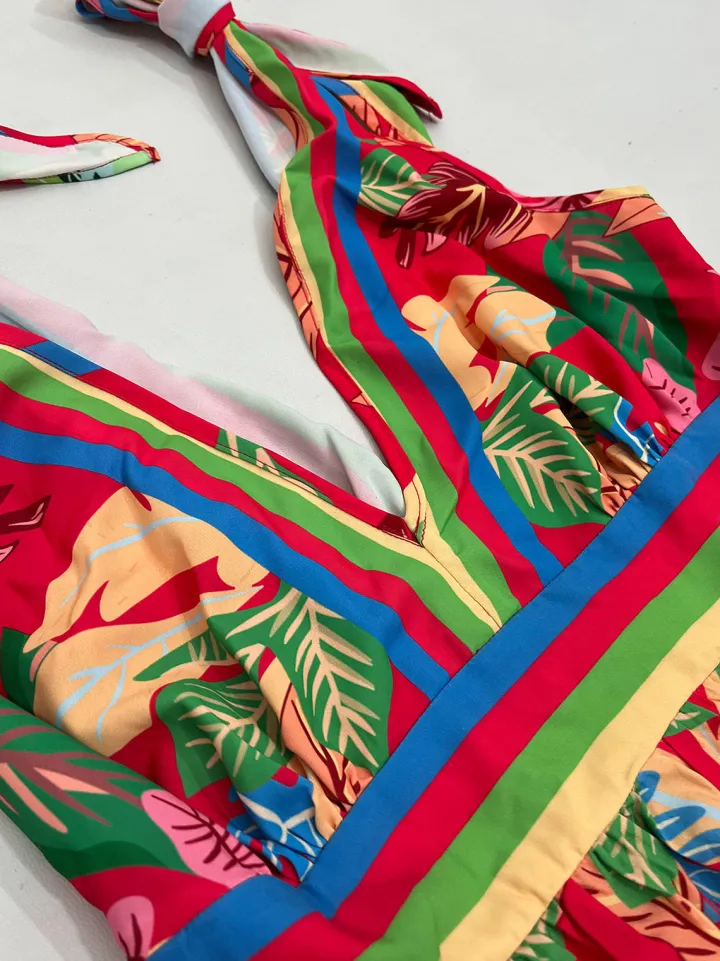 Plus Size Floral Print Strap A-Line Maxi Dress