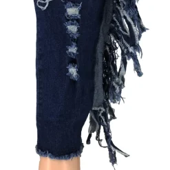 Plus Size Fringe Ripped Cutout Denim Jeans