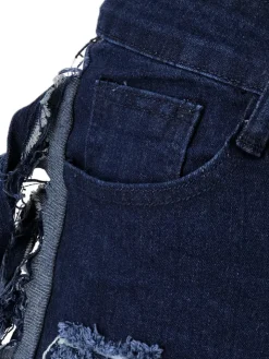 Plus Size Fringe Ripped Cutout Denim Jeans