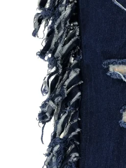 Plus Size Fringe Ripped Cutout Denim Jeans