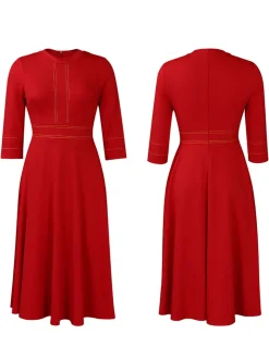 Plus Size Half Sleeve Stand Collar Dress