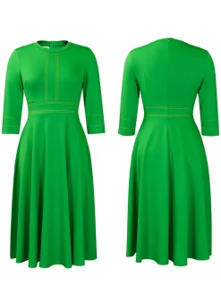 Plus Size Half Sleeve Stand Collar Dress