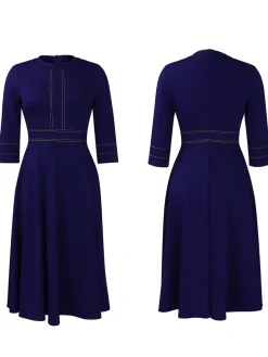 Plus Size Half Sleeve Stand Collar Dress