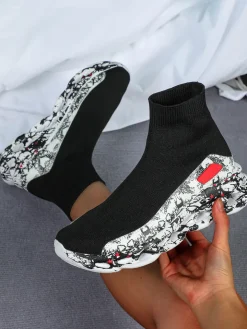 Plus Size Knit Slip-On Sock Sneakers