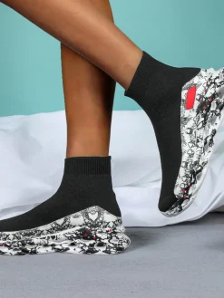 Plus Size Knit Slip-On Sock Sneakers