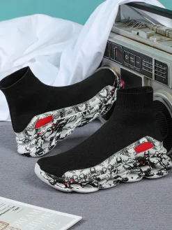 Plus Size Knit Slip-On Sock Sneakers