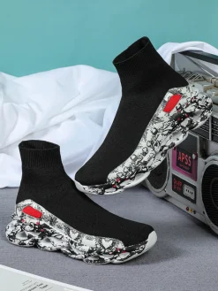 Plus Size Knit Slip-On Sock Sneakers