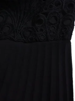 Plus Size Lace Hollow Out Pleated Dress