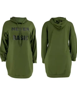 Plus Size Letter Print Hooded Sweatshirt Dress