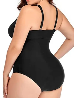 Plus Size One Piece Floral Hollow Out Swimsuit