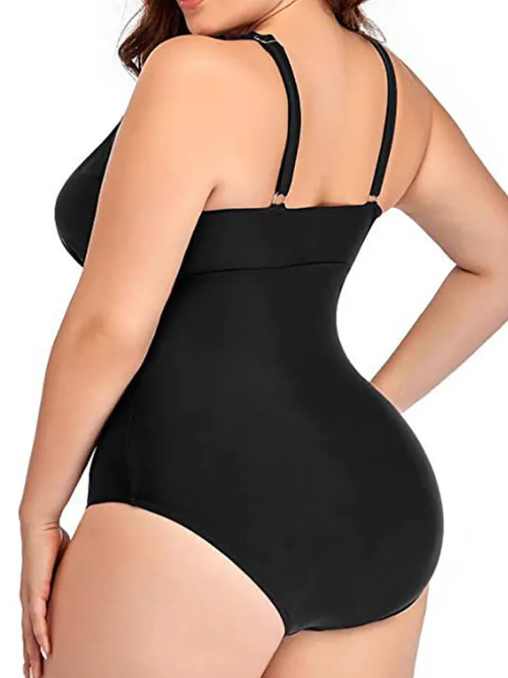 Plus Size One Piece Floral Hollow Out Swimsuit