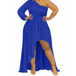 Plus Size One Shoulder Irregular Hem Dress