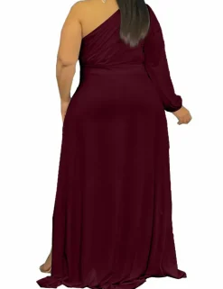 Plus Size One Shoulder Irregular Hem Dress