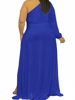 Plus Size One Shoulder Irregular Hem Dress