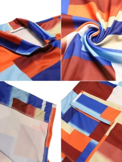 Plus Size Plaid Colorful Print Double-Breasted Lapel Coat