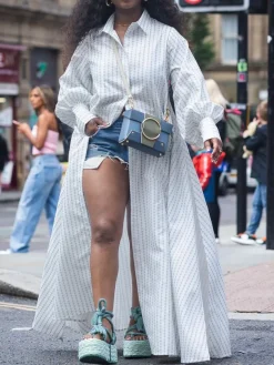 Plus Size Print Long Shirt Dress