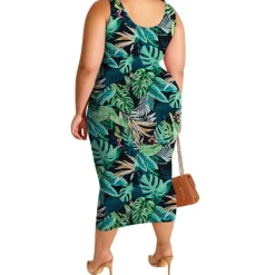 Plus Size Print Sleeveless Top Skirt Set