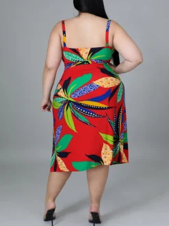 Plus Size Printed Swim Romper Cover Set