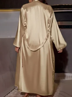 Plus Size Satin Nightgown u0026 Robe Set