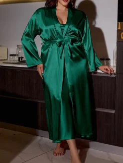 Plus Size Satin Nightgown u0026 Robe Set