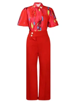 Plus Size Short Sleeve Shirt and Wide Leg Pants Set