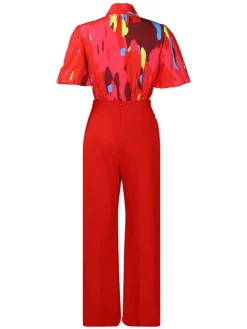 Plus Size Short Sleeve Shirt and Wide Leg Pants Set