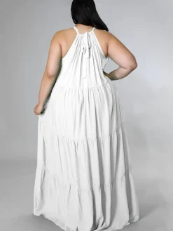 Plus Size Sleeveless Ruched Maxi Dress