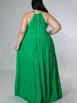 Plus Size Sleeveless Ruched Maxi Dress