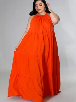 Plus Size Sleeveless Ruched Maxi Dress