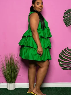 Plus Size Sleeveless Ruffle Layered Mini Dress