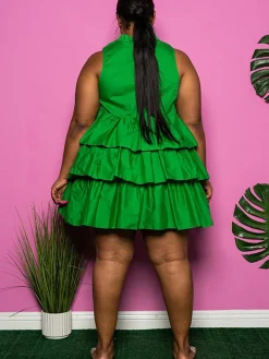 Plus Size Sleeveless Ruffle Layered Mini Dress