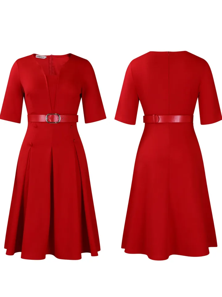 Plus Size Solid Color Half Sleeve Dress