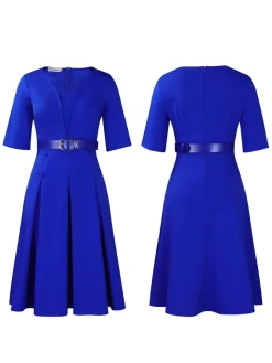 Plus Size Solid Color Half Sleeve Dress