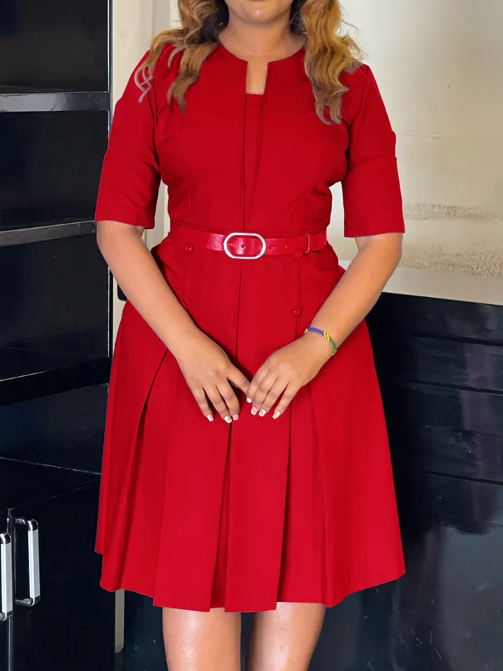 Plus Size Solid Color Half Sleeve Dress