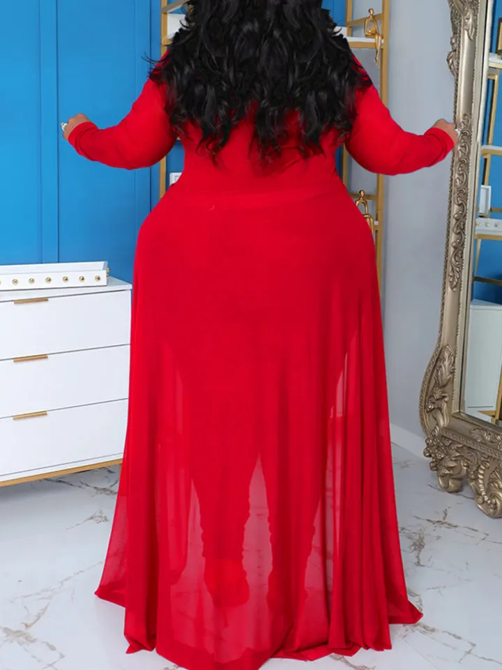 Plus Size Solid Color Patchwork Jumpsuit