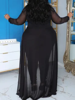 Plus Size Solid Color Patchwork Jumpsuit